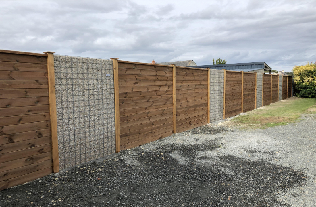 Clôture XXL bois et gabion