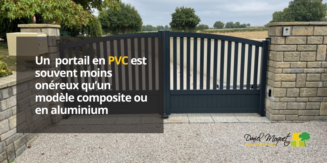 Un  portail en PVC est souvent moins onéreux qu’un modèle composite ou en aluminium